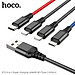 Dây Sạc Đa Năng 4 in 1 Hoco X76 dòng sạc 2A dài 1m dây dù siêu bền - 2 đầu dùng cho iPhone - 1 đầu TypeC - 1 đầu micro usb - Hàng Chính Hãng