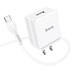Bộ sạc 2.4A Hoco DC01 Plus chân cắm dẹt kèm dây sạc Type-C dài 1M cho Android - Hàng chính hãng