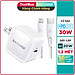 Bộ Củ Sạc Dành Cho iPhone, iPad GaN Nhỏ Gọn RAVPower RP-PC120 30W Và Cáp Type C to Light.ning MFI C94 20W Dây Nylon Dài 1.2M RP-CB1004-W - Hàng Chính Hãng