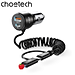 Tẩu sạc trên ô tô 110W Choetech TC0038 tích hợp cáp lò xo Type C kèm đầu nối iP - Hàng chính hãng