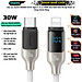 Cáp sạc nhanh USAMS SJ741 Type-C to Ln 30W màn hình hiển thị kỹ thuật số - Hàng Chính Hãng