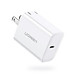 sạc nhanh cổng usb type c power delivery chân sạc chuẩn US xếp được màu trắng Ugreen 137DV70226CD 18W PD hàng chính hãng
