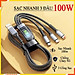 Dây Sạc 3 Đầu, Dây Sạc Nhanh 100W Với 3 Đầu Sạc Phù Hợp Với Nhiều Dòng Điện Thoại Dài Khoảng 1 Mét - Hàng Nhập Khẩu