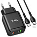 Củ sạc nhanh Hoco N5 (QC, PD 20W) cho android,iphone - chất liệu PC chống cháy - Phích cắm EU ( chân tròn) - Hàng chính hãng