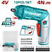 Bộ máy bắt vít dùng pin 4V kèm 20 chi tiết vít TOTAL TSDLI0442 - Có hộp, sạc Type C, vặn vít, siết vít, pin dung lượng cao, có đèn LED, có đảo chiều