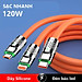 Dây Sạc 3 Đầu, Dây Sạc Nhanh 120W Với 3 Đầu Sạc Phù Hợp Với Nhiều Dòng Điện Thoại Dài Khoảng 1.2 Mét - Hàng Nhập Khẩu - Giao Màu Ngẫu Nhiên