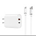Bộ sạc Wiwu Quick 2 in 1 Wi-U002 USB to Type-C sạc nhanh 20W, có chip thông minh bảo vệ an toàn sạc - Hàng chính hãng