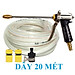 Bộ dây vòi xịt nước rửa xe, tưới cây . tăng áp 3 lần, loại 20m 206701-2 đầu đồng,cút,nối đen + tặng mở chai