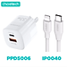 Adapter Củ Sạc 33W PPS/ PD 30W / QC 3.0 1 Cổng Type C 1 Cổng USB Nhỏ Gọn CHOETECH PD5006 Sạc Nhanh iPhone, iPad, Samsung - Hàng Chính Hãng