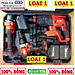 Bộ Combo 3 Máy Gồm Máy Khoan Đục Bê Tông, Máy Khoan Pin Và Máy Mài Cầm Tay Dùng Pin 199V, 2 Pin 15 Cell - Động Cơ Không Chổi Than (Bảo Hành 12 Tháng)