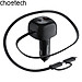 Tẩu sạc ô tô 75W Choetech TC0036 tích hợp cáp sạc rút Type C kèm đầu nối iP (Hàng chính hãng)
