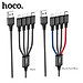 Dây Sạc Đa Năng 4 in 1 Hoco X76 dòng sạc 2A dài 1m dây dù siêu bền - 2 đầu dùng cho iPhone - 1 đầu TypeC - 1 đầu micro usb - Hàng Chính Hãng