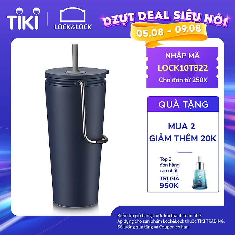 Bình giữ nhiệt có ống hút Lock&Lock Bucket Tumbler with Straw LHC4268