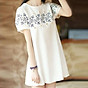 Women Summer Fashion Flower Vintage Pattern Short Sleeve Loose Dress thumbnail