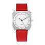 Women s rectangle quartz watch stylish ladies casual watch with pu leather strap for sport&work, red & black 1