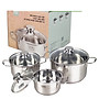 Bộ 3 nồi inox đáy từ 3 lớp Greencook GCS06 dùng được trên mọi loại bếp, quai cách nhiệt size 16/20/24cm