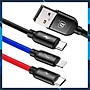 Cáp sạc 3 màu 3 IN 1 (iPhone+Type-C+Micro) Baseus Three Primary Colors 30cm - Hàng chính hãng
