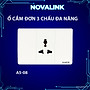 Ổ cắm điện 3 chấu đa năng A5-20 Novalink chính hãng. Phù hợp phích cắm 2 chân, 3 chân. Có xuất hóa đơn VAT