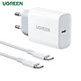Sạc điện thoại USB-C 1 cổng 30W kèm cáp sạc Ugreen 90472 CD127 - Hàng chính hãng