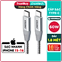 Dây Cáp Sạc Nhanh Type C To C 60W Dài 1.8M, Dây Nylon Dù Sạc Nhanh Cho iPhone 15, iP16, Android CHOETECH CC0005 - Hàng Chính Hãng