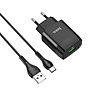Bộ sạc nhanh 18W Hoco C72Q chuôi dẹt chất liệu cao cấp kèm dây sạc Type-C dài 1M cho Android ( 2 màu ) - Hàng chính hãng