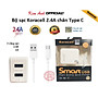 Bộ sạc nhanh Koracell 2.4A cổng Type C, có 2 cổng USB, Hàng chính hãng