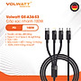 Cáp sạc siêu nhanh 3 đầu Volwatt GE-S36-S3 hàng chính hãng | Type-C ra C (100W)+C(15W)+L(27W), dây bện 1.5m | BH 12 tháng