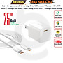 Bộ cốc sạc nhanh kèm cáp C to C Baseus Super Si Quick Charger 1C 25W Sets（PD/ QC3.0 Quick charger, With Cable) dùng cho sam sung S20, S21- Hàng chính hãng