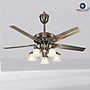 Quạt trần đèn SuperVilighting QTR-103 5 cánh sải 1,32m trang trí phòng khách phòng ngủ BH 48 tháng.