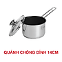 Quánh chống dính 3 đáy inox 430 cao cấp Fivestar Standard nắp kính bếp từ (12cm/14cm) , tặng 5 muỗng ăn