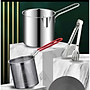 Bộ nồi chiên nhúng ngập dầu mini inox 304, gồm 3 chi tiết (nồi, rây lọc, kẹp gắp) thích hợp chiên khoai tây chiên, trụng bún, hủ tiếu.