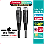 Dây Cáp Sạc Type C to C Sạc Nhanh 60W, Dài 1m, Dây Dù Nylon Siêu Bền RAVPower RP-CB047 - Hàng Chính Hãng