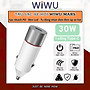 Tẩu củ sạc nhanh xe hơi ô tô PD 60W 2 Type-C USB-A QC3.0 hiệu WIWU Mars cho iphone 16 15 14 13 12 iPad Vivo Oppo samsung Macbook - hàng nhập khẩu