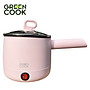 Ca điện đa năng chống dính Green Cook GCEK-05D02 600W 0.5L tiện lợi nấu mì, lẩu, đun nước, nấu cơm - Hàng chính hãng