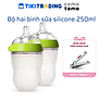 Bộ hai bình sữa silicone Comotomo 250ml - Xanh Tặng Bấm móng sơ sinh NUK