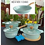 Bộ Nồi Chảo Chống Dính Đáy Từ 5 Món Ecoramic Quánh 16cm Nồi 18cm 20cm 22cm Chảo 20cm