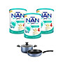 Bộ 3 lon Sữa bột NAN OPTIPRO PLUS 4 Nestle Bé 2-6 tuổi 1500g/lon Giúp tiêu hóa tốt