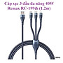 Cáp sạc 3 đầu đa năng 40W Remax RC199th (1.2m) - Hàng chính hãng