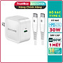 Bộ Củ Sạc Nhanh Type C 30W Cho iPhone 15, iP16, Cho SamSung RAVPower RP-PC120 Và Cáp Type C to C RP-CB047 - Hàng Chính Hãng