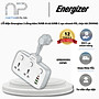 Ổ điện đa năng Energizer EPB2503EU 2 cổng kèm 3USB-A và 1USB-C sạc nhanh PD, chịu tải 2500W