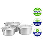 Bộ 3 Nồi Nhôm Kim Hằng ĐB Quai Tròn Xi Bóng T3 Nhỏ 16-18-20