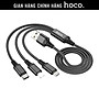 Cáp sạc nhanh 3 đầu Hoco X76 2A, dây sạc bọc dù đa năng, phù hợp với mọi loại dt hàng chính hãng