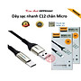 Dây sạc nhanh 3A Ham mer ( H-C12-V8 ), Chân cắm Micro, Có đèn báo, hàng chính hãng bảo hành 12 tháng