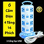 Ổ cắm điện 4 tầng loại XỊN 3 USB sạc điện thoại và 16 lỗ cắm