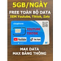 Sim 4G Vinaphone 5GB/NGÀY (Gia hạn 50k/tháng) FREE Toàn bộ Data xem Youtube, Tiktok với tốc độ cao, MAX băng thông, Max dung lượng - Dùng Toàn Quốc - hàng chính hãng