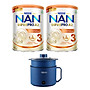 Bộ 2 Lon Sữa bột NAN  INFINIPRO A2 800g Thụy Sĩ 3 với đạm quý A2 tiêu hóa tốt sau 7 ngày và 5HMO tăng cường đề kháng  + Tặng Nồi Lẩu Mini Điện Đa Năng 1.5L (2 - 6 tuổi)