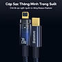 Cáp Tự Ngắt BASEUS Explorer Series Typc-C to iP Sạc Nhanh 20W, Đầu Cáp Trong Suốt Đèn LED báo Sạc Dây Bện Nylon - Hàng Chính Hãng