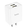 Củ sạc 2.1A Hoco C89 chuôi dẹt nhựa ABS cao cấp 2 cổng Usb dành cho iPhone/iPad - Hàng chính hãng