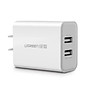 Bộ sạc nhanh 2 cổng USB 5V/2.4A + 1A  Màu Trắng Ugreen 104TH20328CD Hàng chính hãng