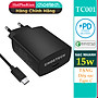 Bộ cóc củ sạc nhanh 15W chuẩn PD 3.0 Type-C hiệu CHOETECH TC0001 cho điện thoại / máy tính bảng / Macbook iPhone Samsung Huawei Xiaomi Oppo Nokia Trang bị chip sạc thông minh (Đính kèm 1 dây sạc Type-C to Type-C) - Hàng chính hãng